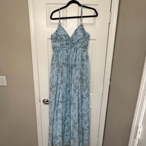 Azazie Light Blue Floral Wedding Dress